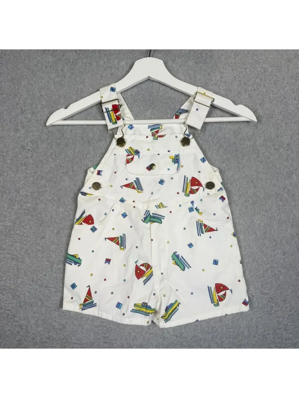 Vintage Winne the Pooh X Sears Boys Size 3T Nautical Themed White Overalls